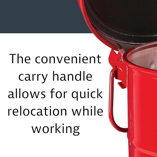 Justrite 14 Gallon Galvanized Steel Oily Waste Can, 20" x 16" Metal Oil Rag Safety Can with Quiet Foot Operated Self-Closing Lid for Oil Rag Disposal, Made in The USA, Red, 09508