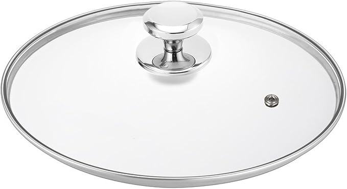 Glass Lid for 11 Inch Stainless Steel Cast Iron Skillets Frying Pans, 28cm Tempered Lids for Dutch Ovens, 11 In Pan Cover with Stainless Steel Rim for Stock Pots, Dishwasher Safe