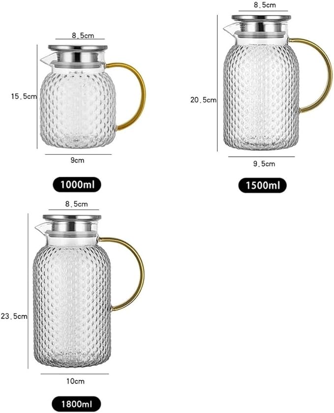 GLigeT Iced Tea Pitcher Glass Water Pitcher with Filter Lid and Pouring Spout Heat Resistant Glass Carafe for Hot Cold Beverages Homemade Ice Tea Bottle Water Jug(1.8L)