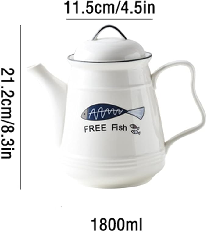 zxb-shop Pitcher Ceramic Cold Kettle with Handle Large Capacity Filter Teapot Household High Temperature Resistant Pitcher with Lid（60.6 Oz） Water Bottle (Color : H)