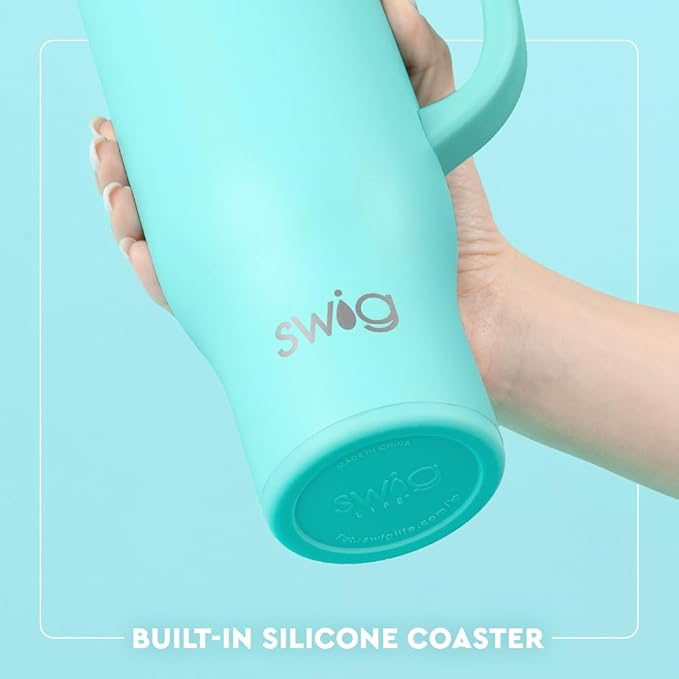 Swig Life 30oz Mega Mug, 30oz Tumbler with Handle and Straw, Large Insulated Tumblers, Cup Holder Friendly Travel Mug, Stainless Steel 30 oz Tumbler, Reusable Insulated Water Bottle (Clover Crush)