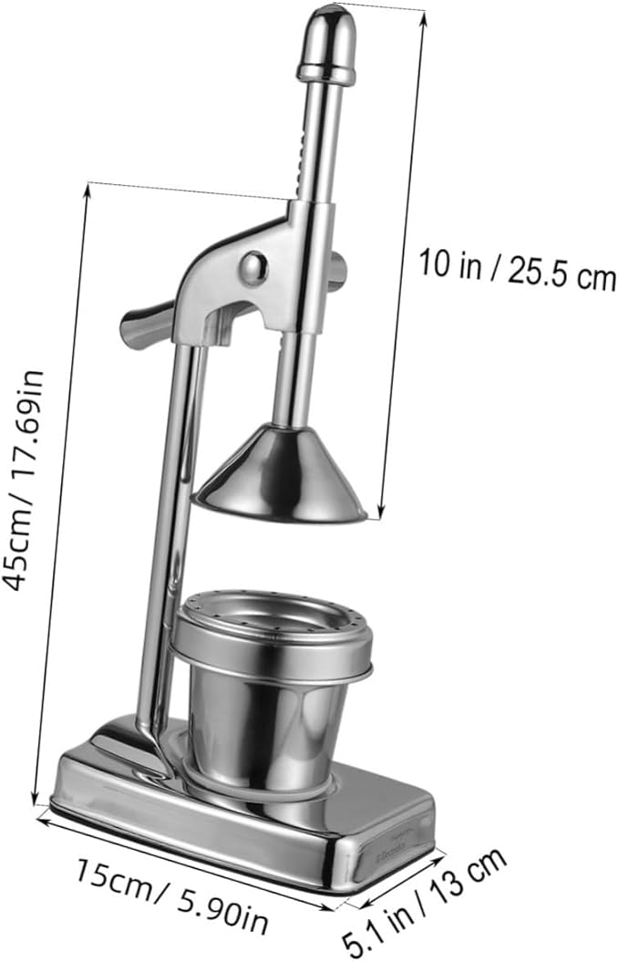 PRETYZOOM Stainless Steel Manual Citrus Juicer Press Hand-Operated Fruit Machine for Homemade Juice Easy to Clean for Home and Kitchen Use
