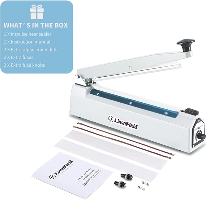 Sealer Pro, Patented 16-inch Impulse Heat Sealer, 5-mm Sealing Width Super Heavy Duty Bag Sealing Machine with Extra 2 Replacements, 1Fuse Included, WHITE