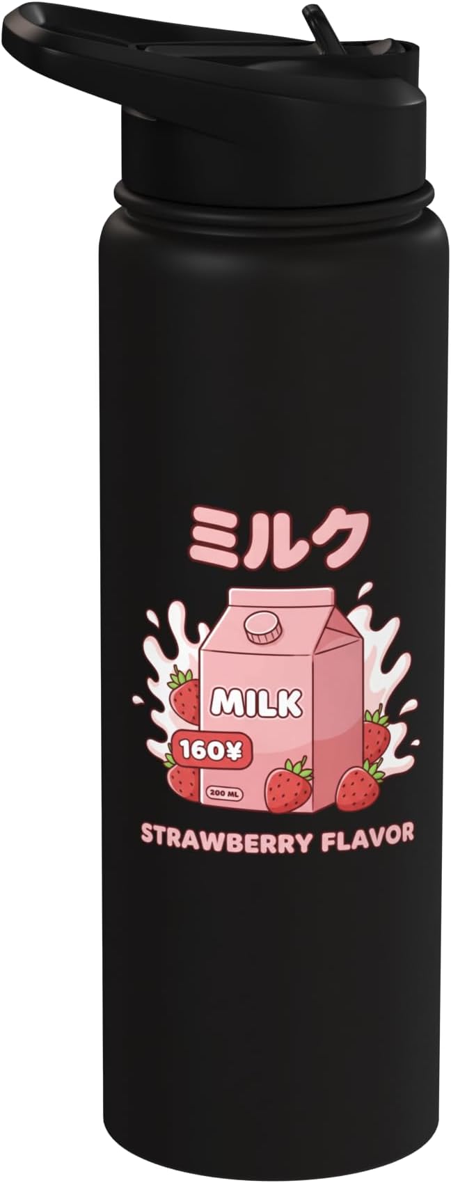 Strawberry Flavor Milk Cartoon Japanese Kawaii Stainless Steel Insulated Water Bottle
