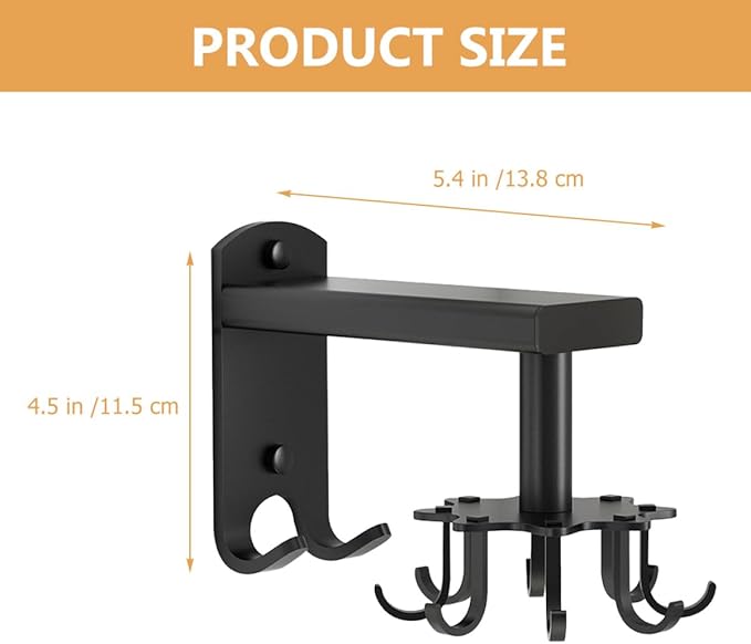 Cabilock Rotatable 8-Claw Wall Mounted Hanger Kitchen Utensil Hook Black Space Aluminum 360-degree Swivel Organizer for Cup and Sundries Storage