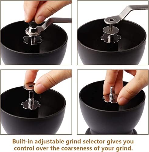VIA CREMA Manual Coffee Grinder with Ceramic Burr and Glass Container for Espresso Beans