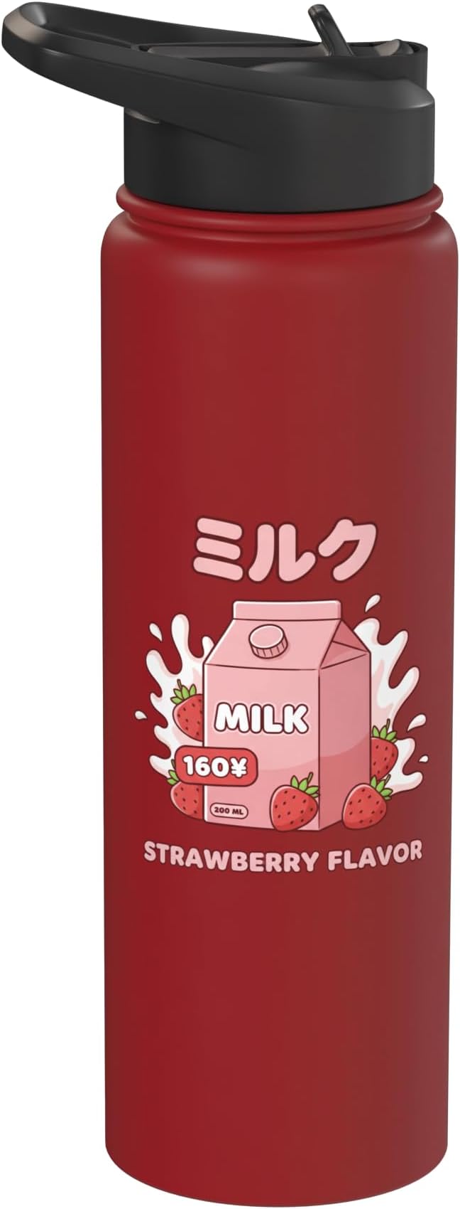Strawberry Flavor Milk Cartoon Japanese Kawaii Stainless Steel Insulated Water Bottle