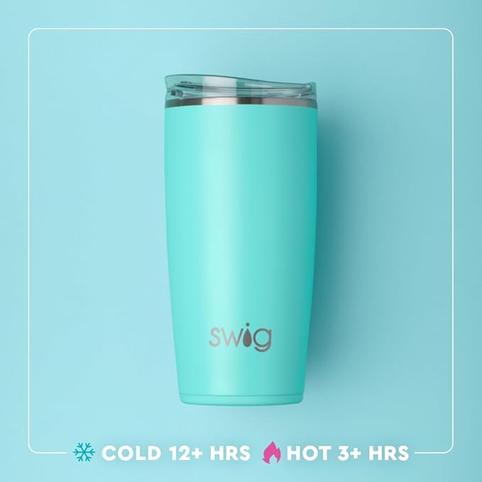 Swig Life 22oz Insulated Tumbler, Travel Coffee Tumbler with Lid, Cup Holder Friendly Travel Coffee Mug, Stainless Steel, 22 oz Tumblers, Reusable Insulated Mug with Lid (Saltwater Camo)