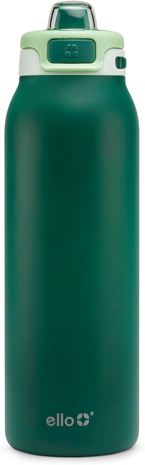 Ello Pop & Fill 32oz Stainless Steel Water Bottle with Quick Fill Technology, Double Walled and Vacuum Insulated Metal, Leak Proof Locking Lid, Sip and Chug, Reusable, BPA Free, Forest Mist
