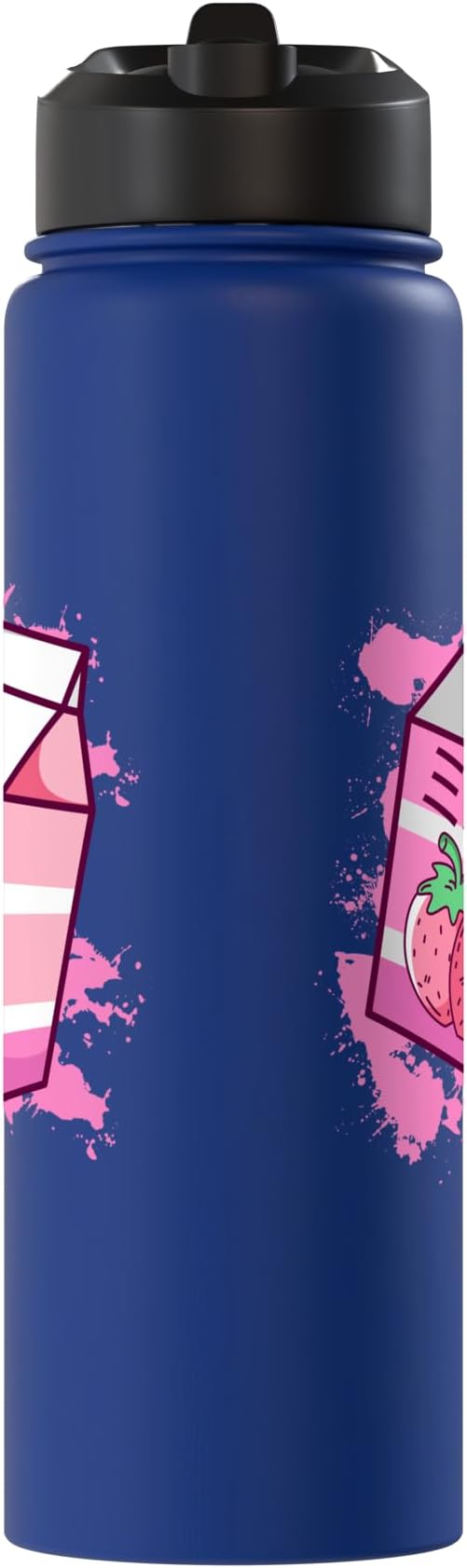 Kawaii Japanese Pink Retro 90s Strawberry Milk Carton Stainless Steel Insulated Water Bottle