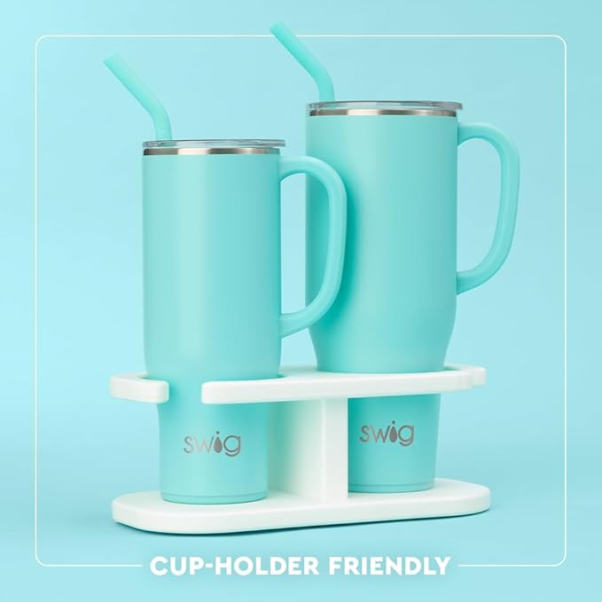 Swig Life 30oz Mega Mug, 30 oz Tumbler with Handle and Straw, Cup Holder Friendly, Dishwasher Safe, Extra Large Insulated Tumbler, Stainless Steel Water Bottle (Howdy Holidays)