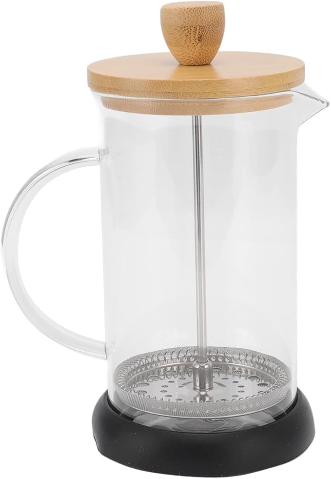 Heat Resistant Hand Brewing Filter French Press Borosilicate Borosilicate Tea Cafe Brewing Pot for Office Use (600ml Bamboo Cover)