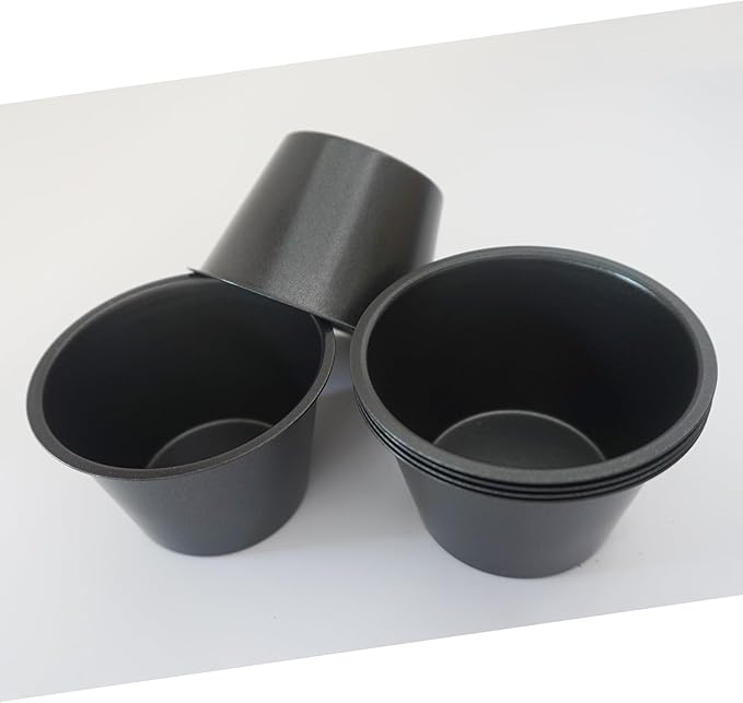 Pack of 6 Nonstick Popover Pans, Individual Miffin Cupcake Pan, Carbon Steel Yorkshire Pudding Pan, Reusable Egg Tart Molds, Large Round Oven Baking Pans - Black (3.5" x 2.2")