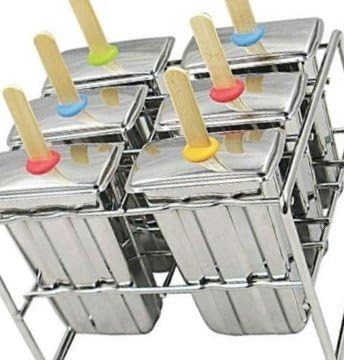 Stainless Steel Popsicle Molds and Rack - BPA Free Ice Pop Maker with Wooden Sticks