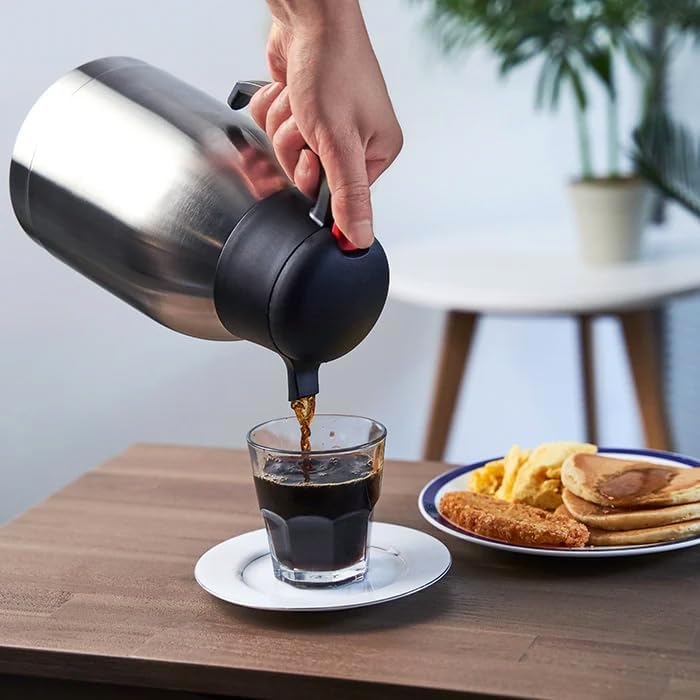 SYBO Thermal Coffee Carafe 74oz, 12 Hours Thermos, Insulated Stainless Steel Carafe for Keeping Hot/Cold Coffee, Tea, Water, Drink Dispenser for Parties, Travel, Camping, Office