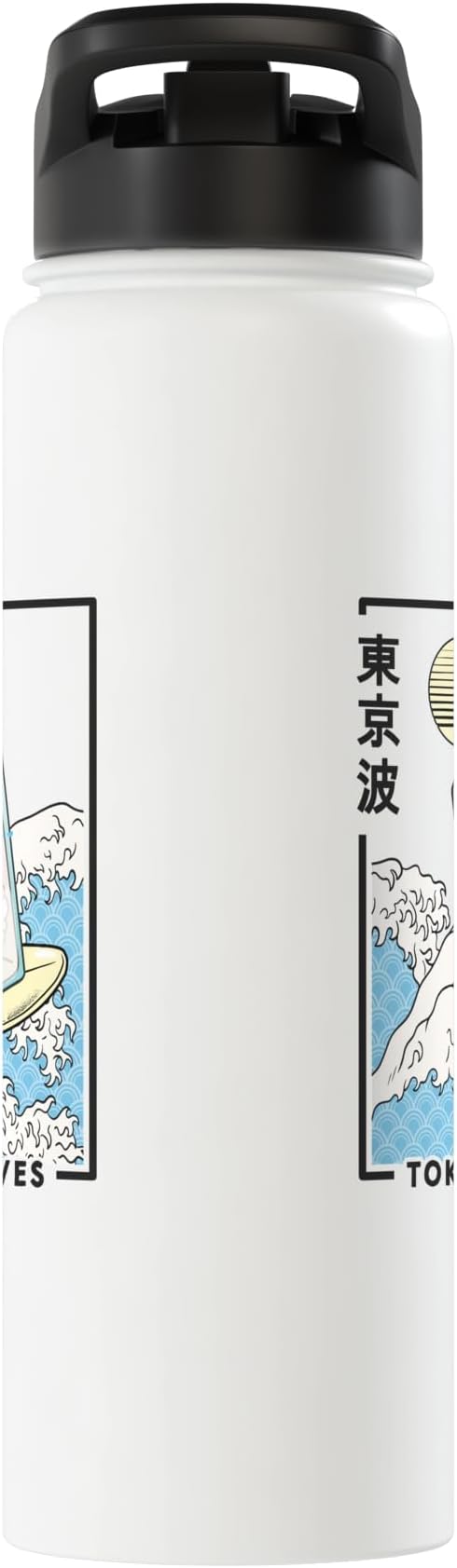 Happy Milk Carton Surfing Japanese Waves Kawaii Aesthetic Stainless Steel Insulated Water Bottle