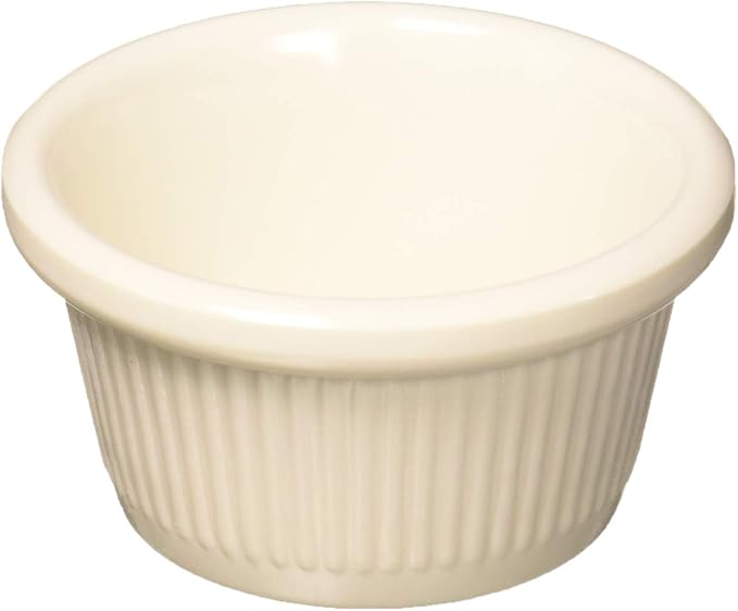 Winco Commercial-Grade Plastic Ramekin/Dipping Sauce Cup, Fluted, 2 Ounce, Bone (12 Pack)