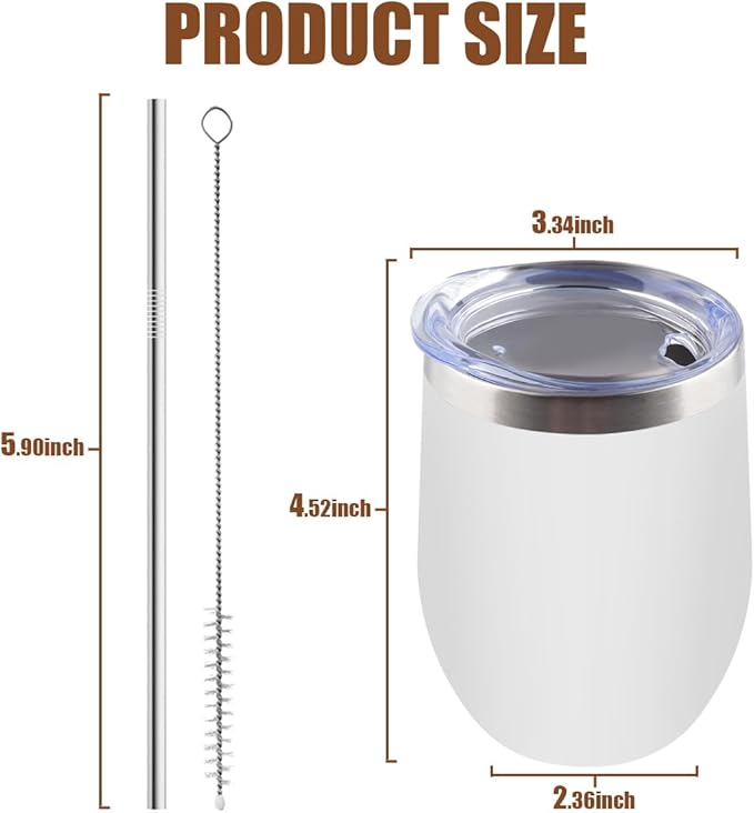 Amtidy 16 Pack Powder Coated Stainless Steel Tumbler with Lid,Equipped with straw and straw brush，12 oz Double Wall Vacuum Insulated Travel Tumbler Cup for Coffee, Wine, Cocktails