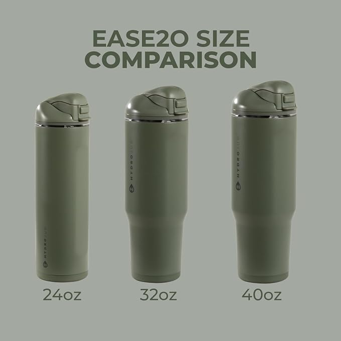 HydroJug Ease2o Water Bottle with Straw & Chug Lid, Stainless Steel, Vented Cap to Help Reduce Pressure, Water-Level Window, Cup Holder Friendly, Non-Slip Base – 32oz, Courtyard