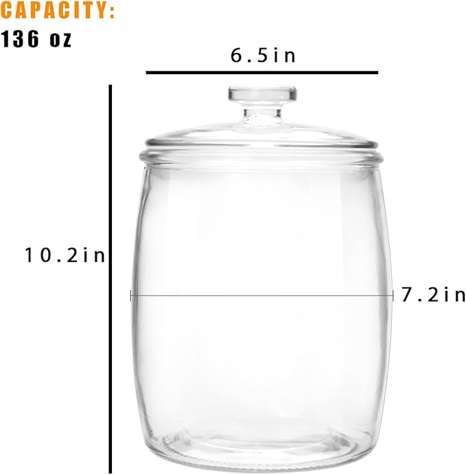 Maredash 1 Gallon glass jars, Cookie Jar & Candy Jar with Lid, Large Food Storage Container,glass jar with lid for Buffet, Coffee & Flour, Laundry Room Storage & Pantry