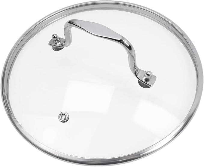 HEVSTIL 9-Inch Tempered Glass Lid – Heat Resistant to 220°C, Dishwasher Safe – Steam Vent & Cool-Touch Handle – Universal Fit for Pots, Pans & Skillets (Fits 8" Rim)