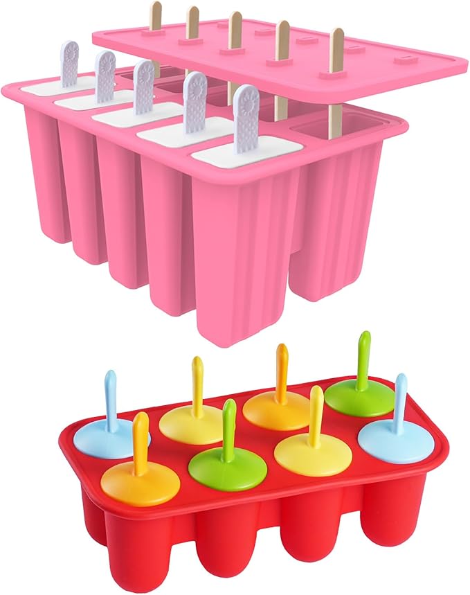 Miaowoof 10-Cav & 8-Cav Silicone Popsicle Mold for Kids, Non-BPA Premium Silicone Popsicles Molds Set