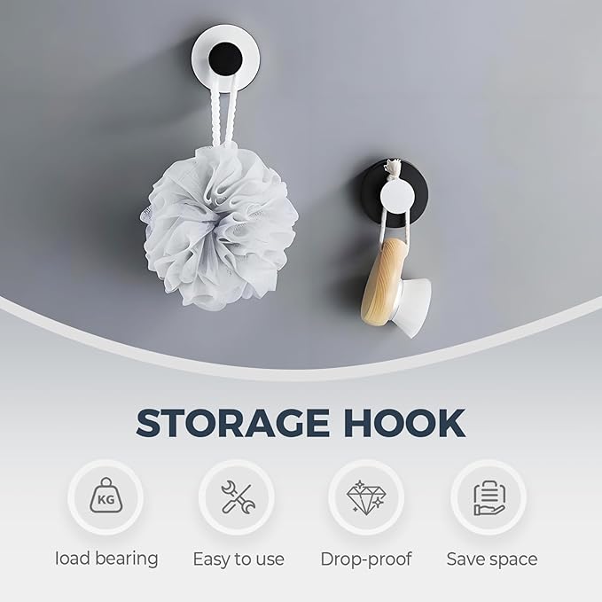 Suction Cup Hooks for Wreaths on Glass, 2025 New No Drill Suction Cup Hooks for Shower, Wreath Hanger Holder for Front Door, Upgraded Towel Hooks for Window Bathroom Mirrors (4, White)
