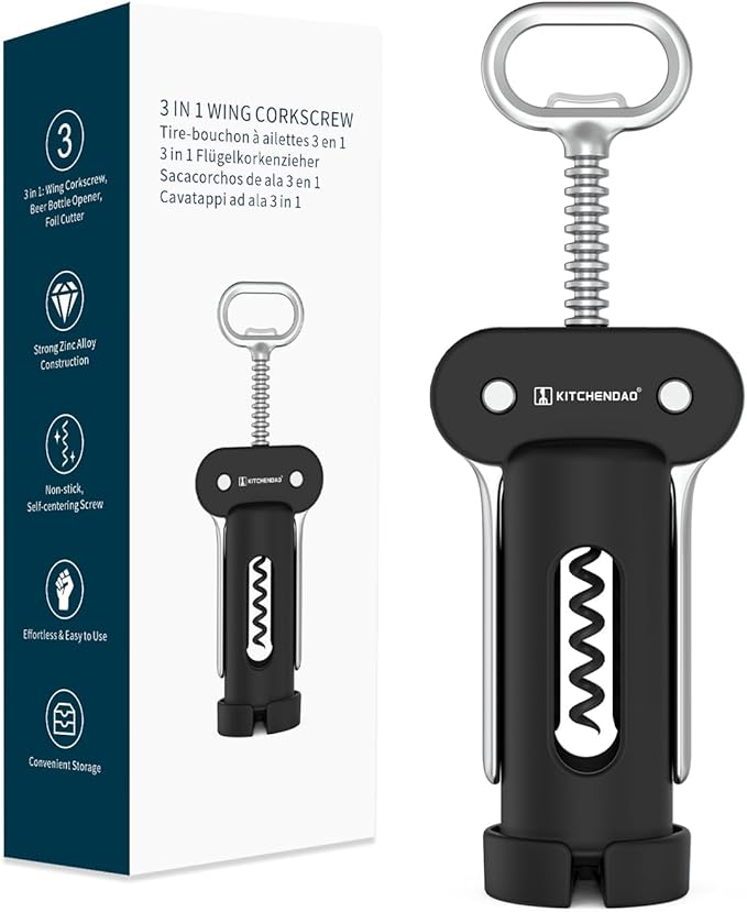 KITCHENDAO Wine Saver Pump with Sound Indicator and 3 in 1 Wing Corkscrew Wine Bottle Opener