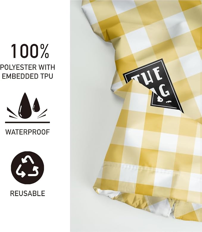 Plastic Bag Holder,Reusable And Washable Grocery Bag organizer,for Home Kitchen Travelling Camping Decor, use 1 Pack, Yellow And White Checkerboard Pattern