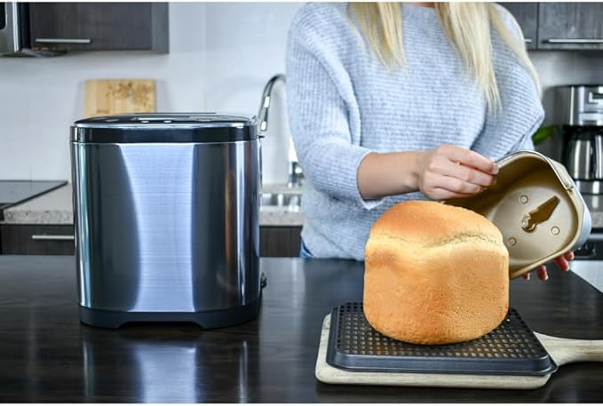 CULINARY CHEF Bread Maker Machine with Nonstick Bowl, Bread Hook, Measuring Cup & Spoon. 15-in-1, Gluten-Free Bread, Cake& Yogurt, 3 Crust Colour options and more.t3 Loaf Sizes. 2LB XL-Stainless Steel