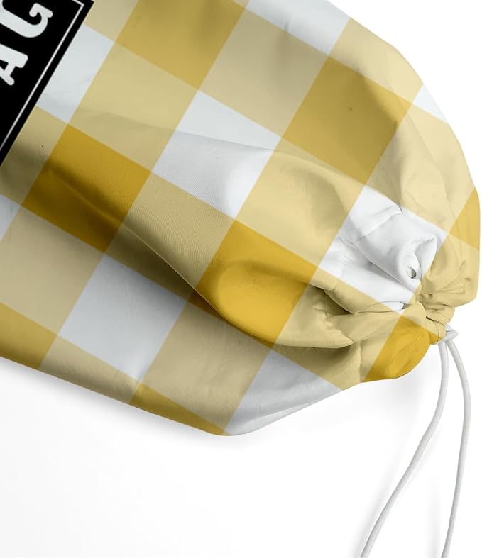 Plastic Bag Holder,Reusable And Washable Grocery Bag organizer,for Home Kitchen Travelling Camping Decor, use 1 Pack, Yellow And White Checkerboard Pattern