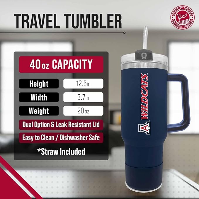 Campus Colors College & University 40 oz Travel Tumbler With Handle - Dual Option Lid With Straw - Vacuum Insulated Stainless Steel (Colorado State Rams - Black)