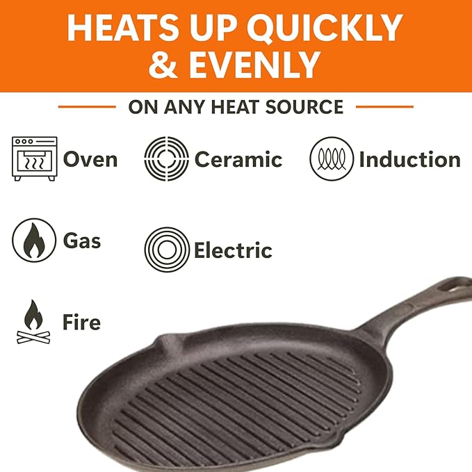 Mr. Bar-B-Q Cast Iron Fajita Skillets Set, Pre-Seasoned Non-Stick Sizzling Plate, Wooden Base w/Cloth Handle, Sizzler Steak Plate, Cast Iron Skillets for Diners, Bar, Restaurants, Caterings & Parties
