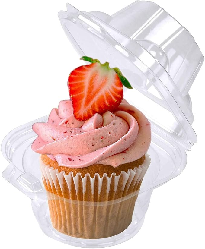 NPLUX 200 Pack Individual Cupcake Containers Plastic Cupcake Boxes Cupcake Holders Stackable Deep Dome Cupcake Carrier