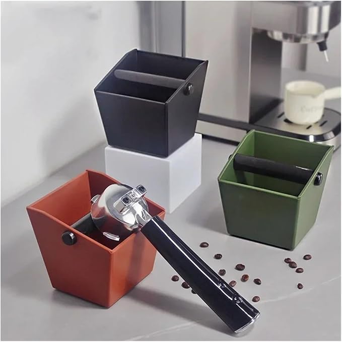 Coffee Knock Box Grounds Container ABS Bucket Anti Slip Powder Beveled Residue Barista Accessories Maker Tools(Black)