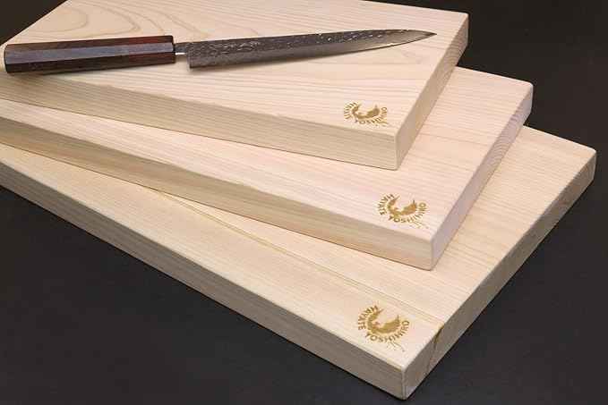 Yoshihiro Japanese Hinoki Cypress Natural One-Piece Wooden Professional Grade Cutting Board - Made in Japan (X-Large)