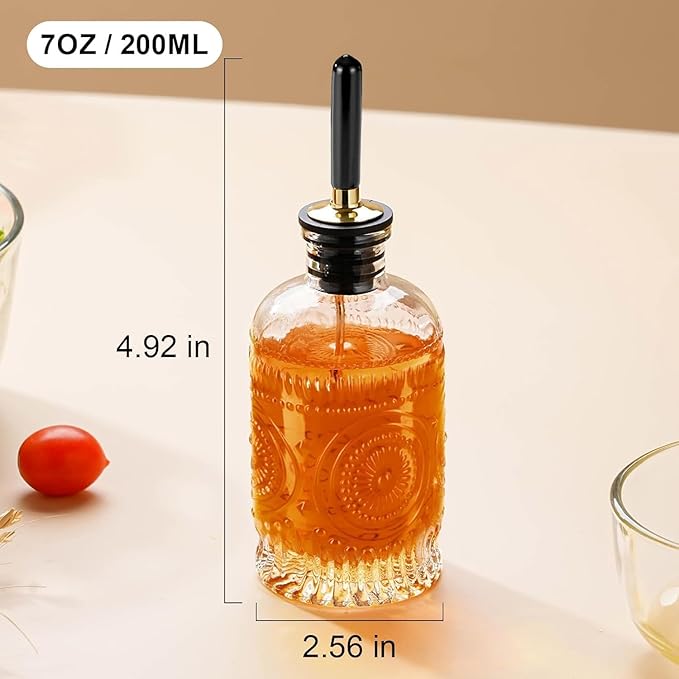 Gegewawa Glass Coffee Syrup Dispenser Bottles 7 OZ, Simple Syrup Bottles with Metal Pour Spout, Syrup Dispenser for Coffee Bar Accessories for Maple Honey Syrup Oil and Sauces