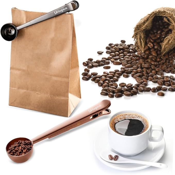 Coffee Scoop With Bag Clip, Multi-Function Milk Powder Measuring Spoon With Sealed Clamps, 20ml (Rainbow Color)