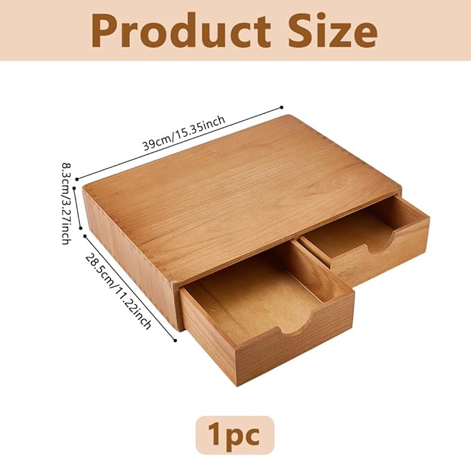 DICOSMETIC Wooden K Cup Organizer Coffee Pod Storage Box 2 Drawer Coffee Capsule Rack Large Capacity Countertop Organizer 39x28.5x8.3cm No Assembly Required Multi Purpose Kitchen Office Bar