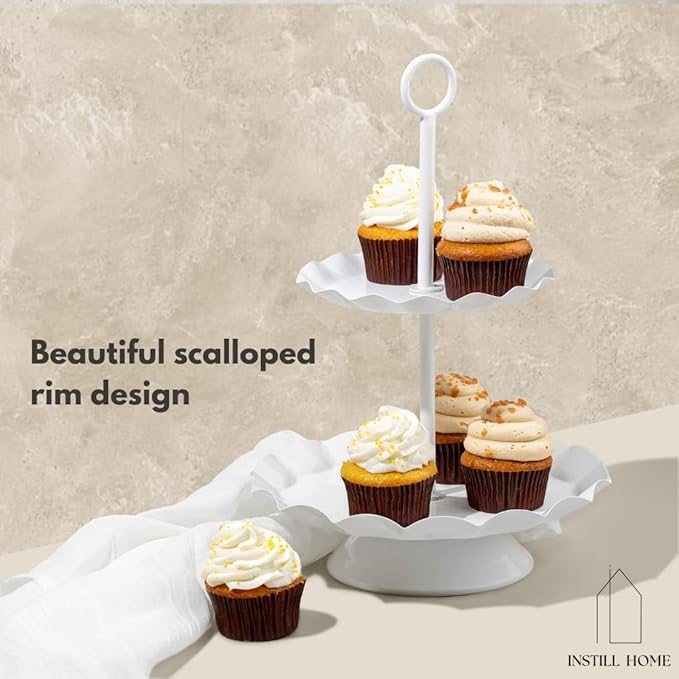 5-Piece Ruffled Metal Dessert Table Stand Set – Cake Stands, Tiered Cupcake Holders & Serving Trays - Ideal for Weddings, Birthdays, Baby Showers & Parties