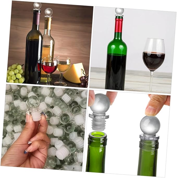 COLLBATH 24pcs Glass Ball Stopper Wine Bottle Stoppers Caps Keeper Portable for Bottles