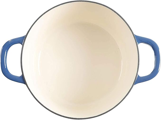 Crock-Pot Artisan 7-Quart Round Enameled Cast Iron Dutch Oven – Sapphire Blue, Durable Heavy-Duty Cookware for Slow Cooking, Baking, Roasting with Lid