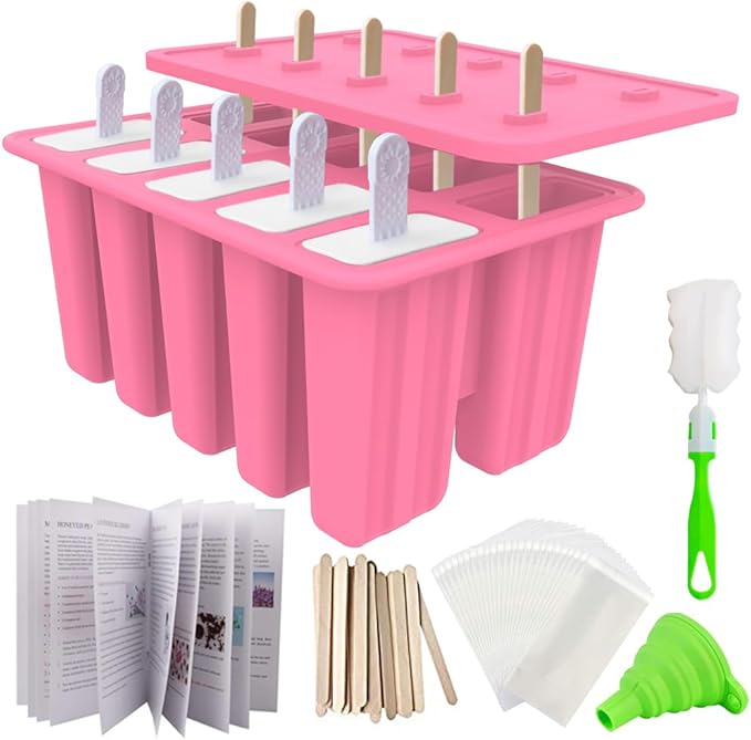 Miaowoof 10-Cav & 8-Cav Silicone Popsicle Mold for Kids, Non-BPA Premium Silicone Popsicles Molds Set