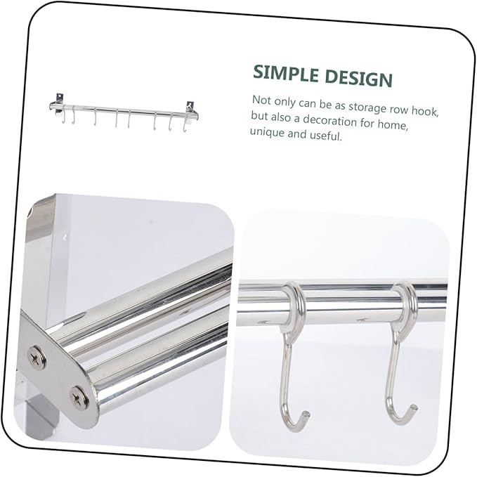 304 Stainless Steel Wall-mounted Kitchen Hook Rack Multi-function Utensil Hanger No Drill Design Easy Installation for Kitchen Organization