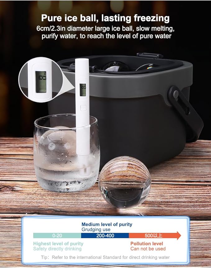Crystal Clear Ice Ball Maker Mold, 4 Large 2.4" Premium Clear Ice Cube Trays Sphere Mold, 2-in-1 Silicone Ice Round Molds 2L Ice Bucket Icecan for Whiskey, Cocktails, Brandy, Bourbon, Idea Gifts