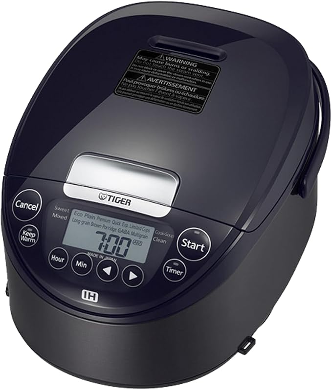 Tiger JPW-H10U Induction Heating Rice Cooker and Warmer with 14 Menu Presets and LCD Display (5.5-Cup, Mauve Black)
