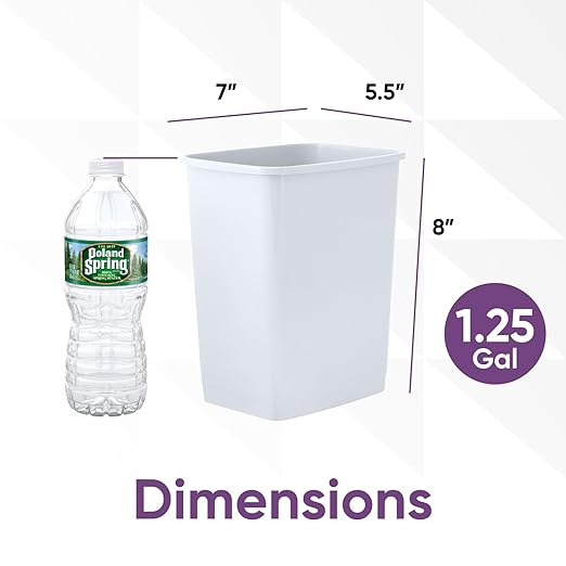 Superio 1.25 Gal Mini Plastic Trash Can, Small Unlidded Waste Bin Only for Countertop, Desk, Vanity, Bathroom 5 Quart (4, White)