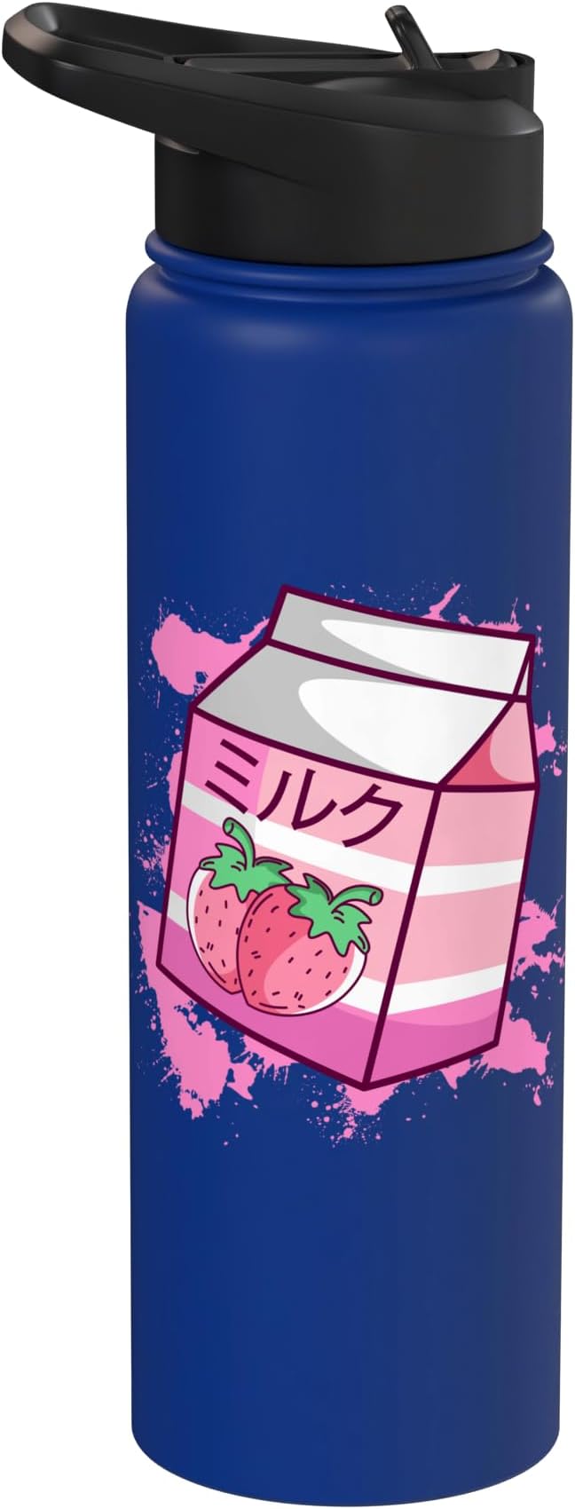 Kawaii Japanese Pink Retro 90s Strawberry Milk Carton Stainless Steel Insulated Water Bottle