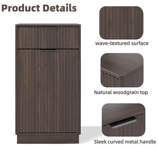 10 Gallon Tilt Out Trash Can Cabinet –Wooden Hidden Trash Can Cabinet,Pet Proof Garbage Recycling Cabinet with Storage for Kitchen Bathroom Living Room Walnut
