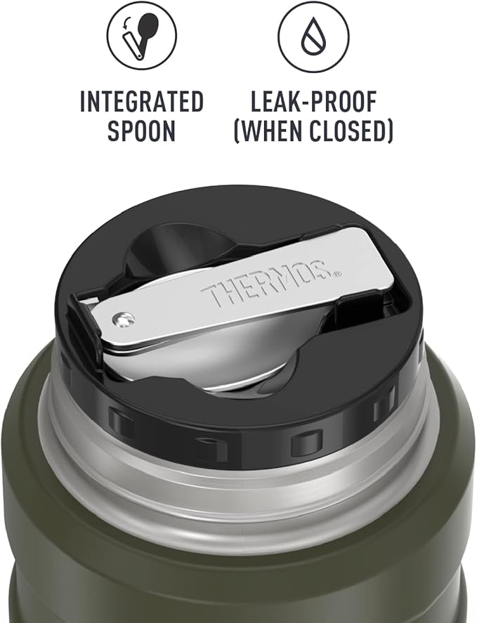 THERMOS Stainless King Vacuum-Insulated Food Jar with Spoon,16 Ounce,Army Green,(Pack of 4)